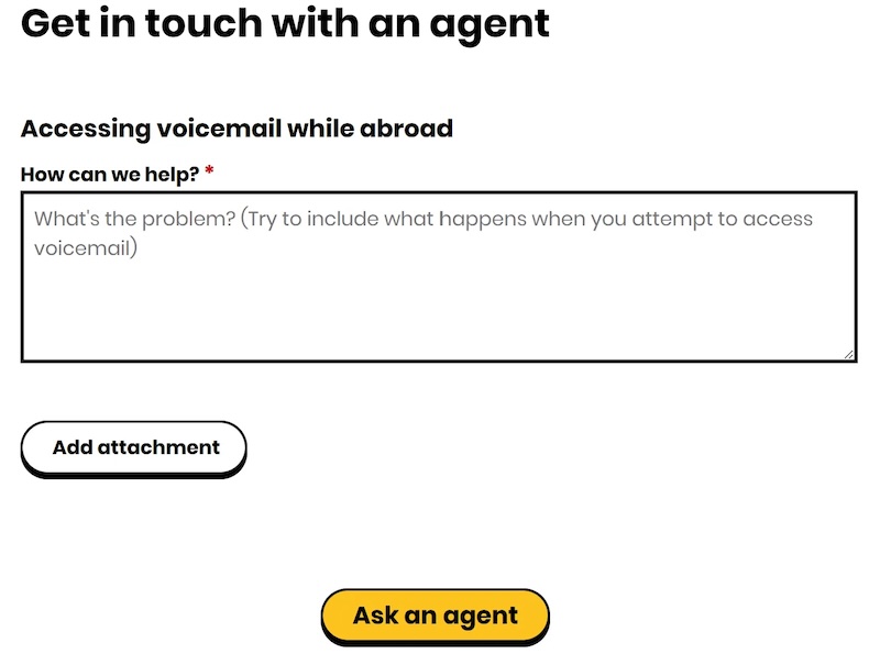 填写联系客服关闭语音信箱的表单
